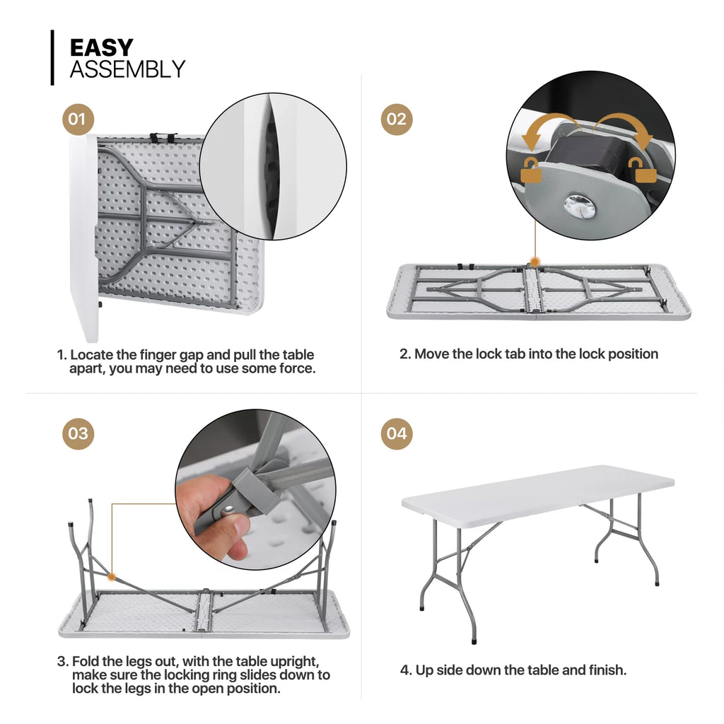 11 Pieces White Folding Plastic Table and Chair Set T360335