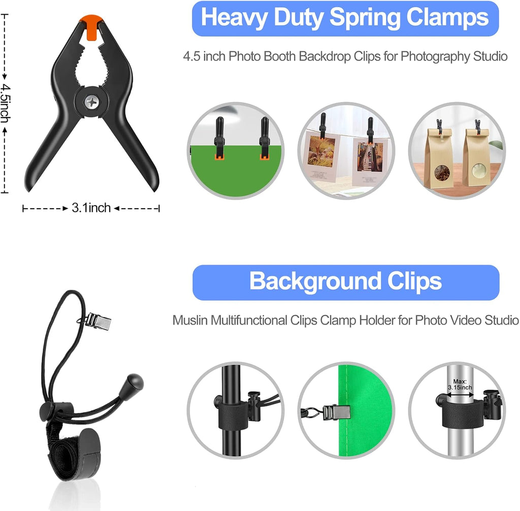 7×10ft Adjustable Photography Backdrop Stand Kit with Polyester Background, Spring Clamps and Carry Bag S687
