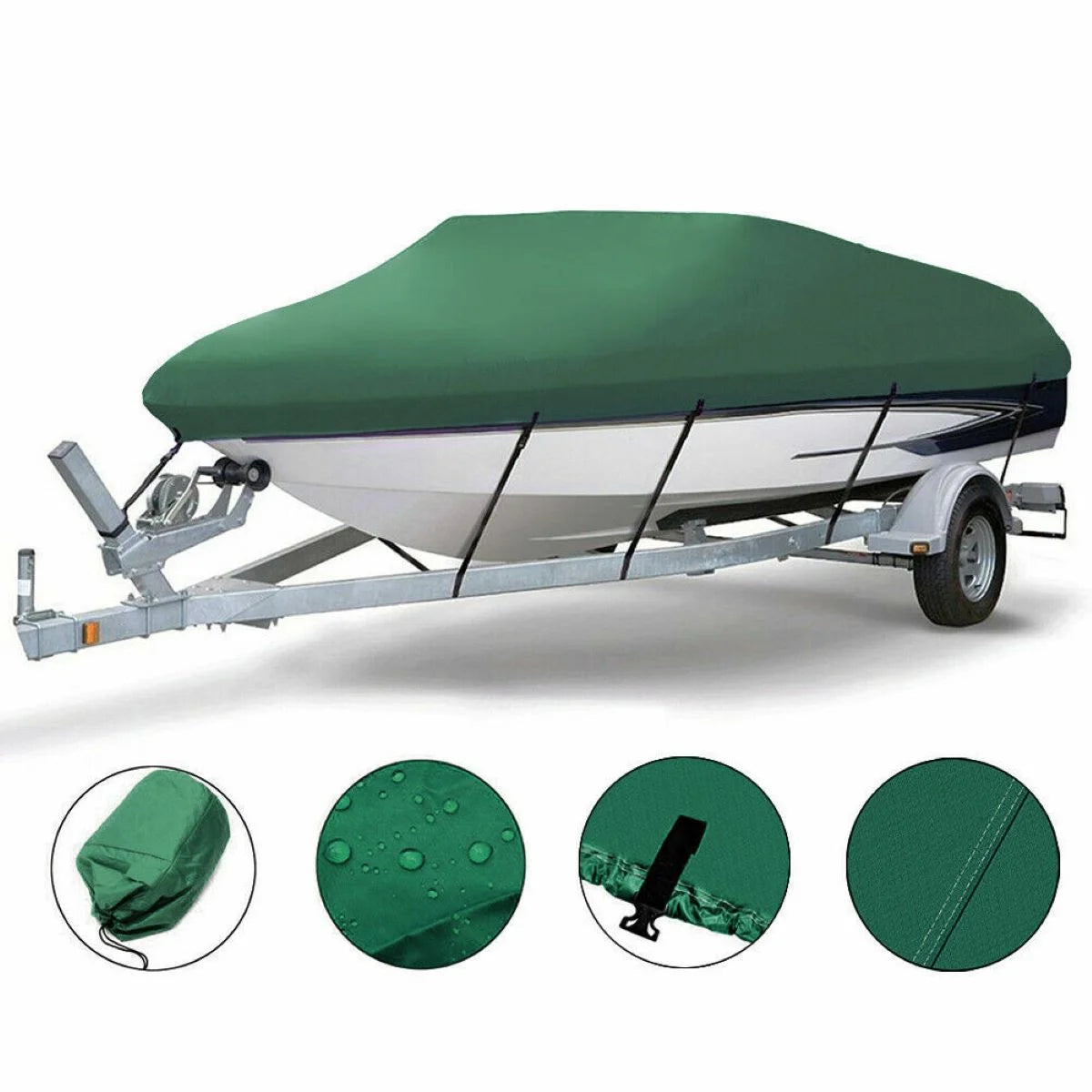 Green Waterproof Heavy Duty Boat Cover 11ft-13ft L451917