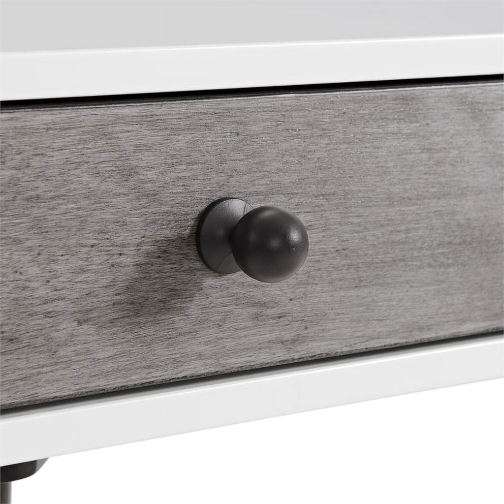 White/Gray/Black Vanity Desk with Mirror F11554