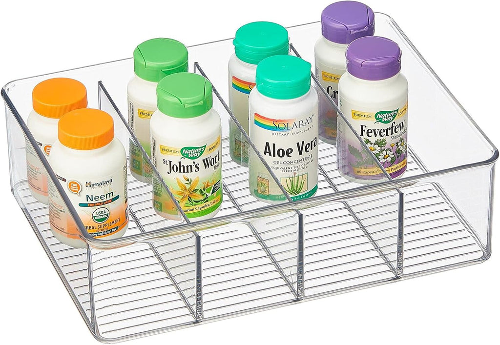 Clear Plastic 4 Divided Sections Storage Bin Box 2 Pack L440261