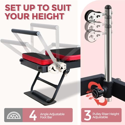 Foldable Pilates Reformer with Resistance Springs and Cords S675394