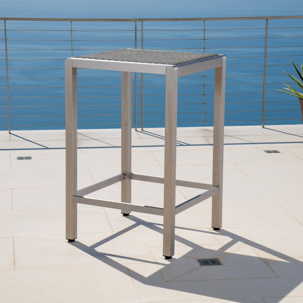 Gray Square Aluminum and Wicker Bar Table W795426