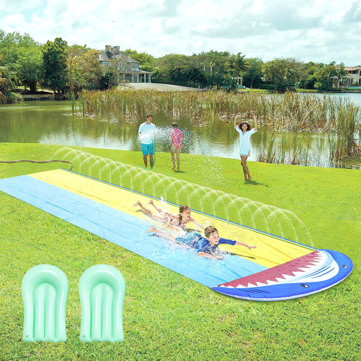 16FT Double Water Slides with Sprinklers K6095