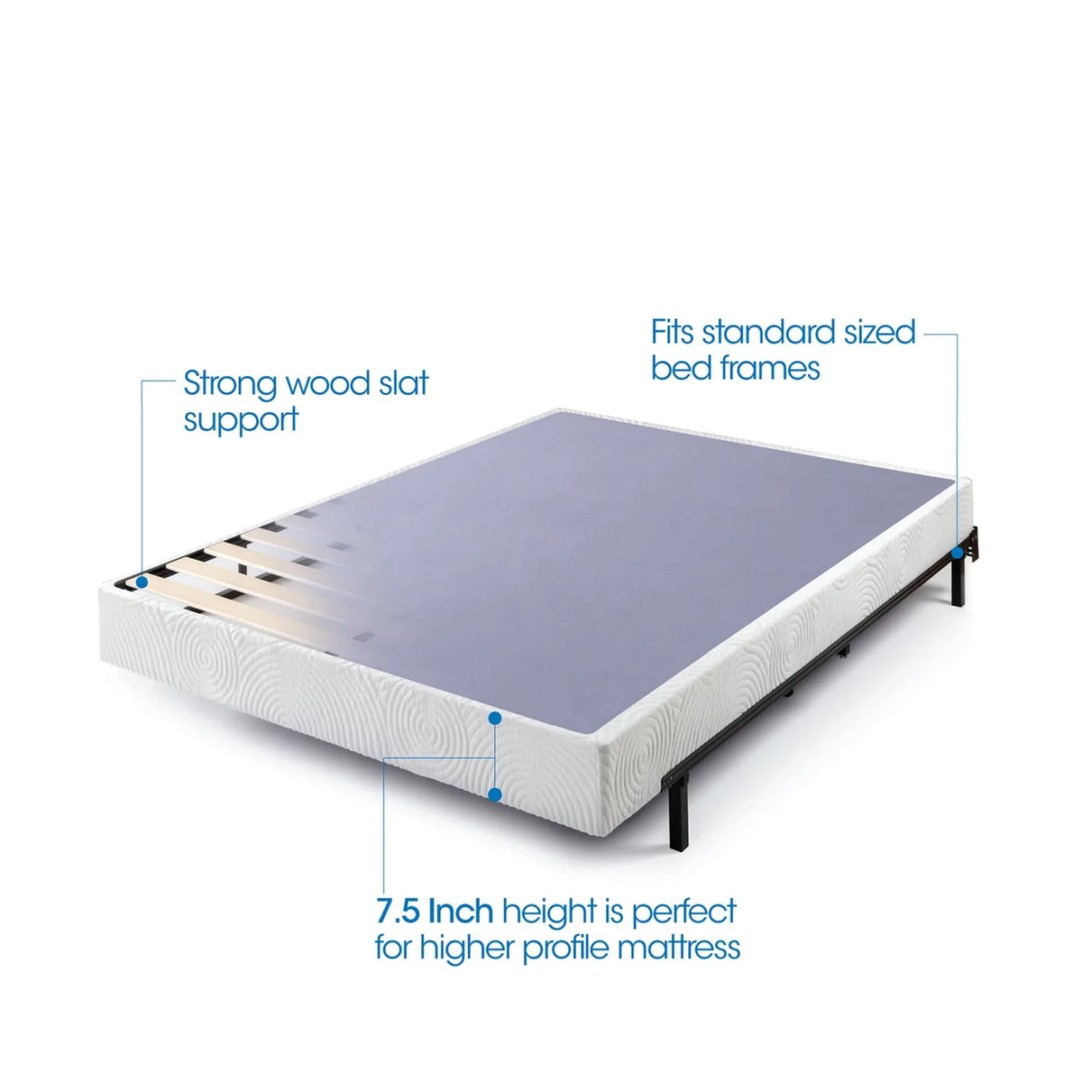 7.5 Metal Box Spring with Wood Slats, Twin M854