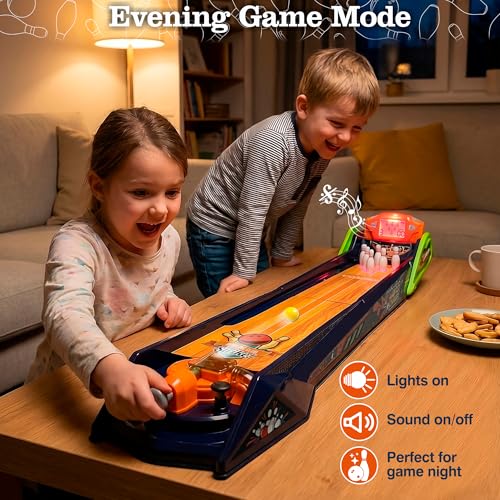 Electronic Tabletop Arcade Bowling Game with LCD Auto Scoring, Lights & Sound Y782