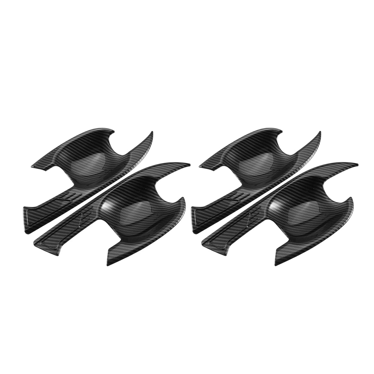 4 Pcs Carbon Fiber Pattern Black Door Handle Bowl Cover Trim Protector P96311