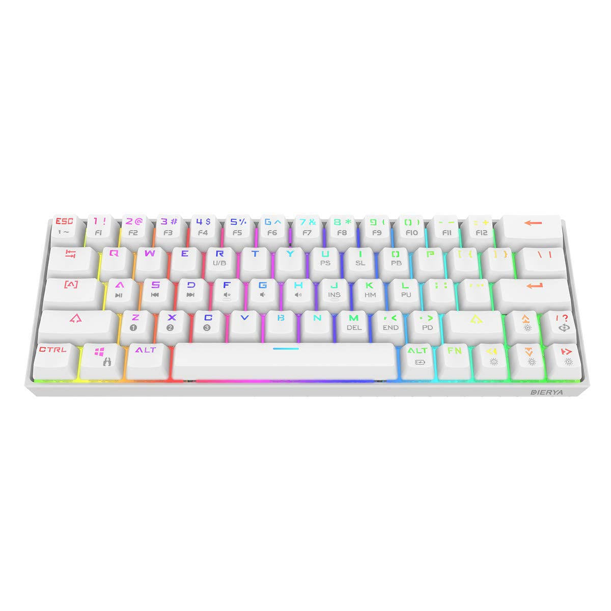 White Bluetooth Wireless 60% Mechanical Gaming Keyboard E602162