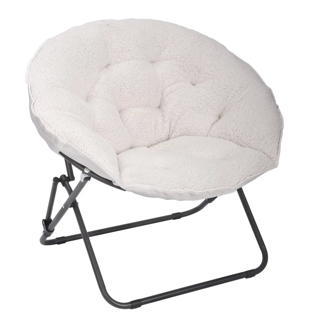 White Faux Shearling Saucer Chair O307