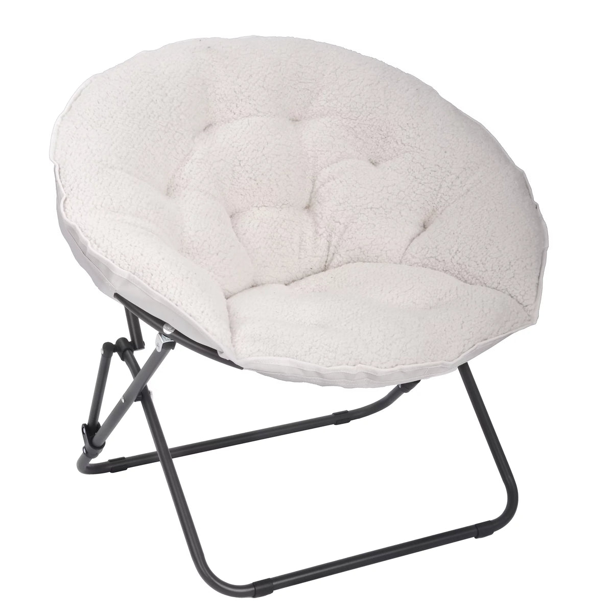 White Faux Shearling Saucer Chair O307