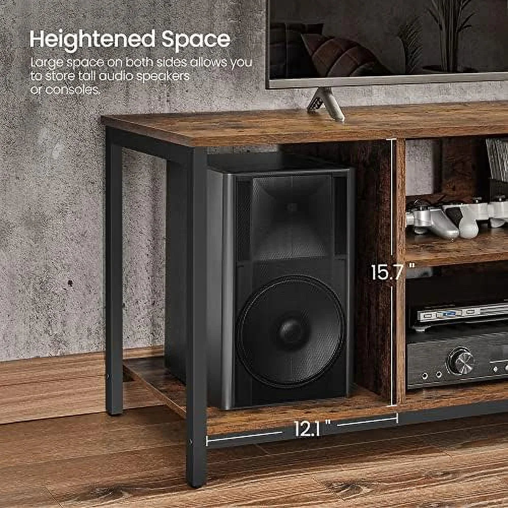 Rustic Brown and Black TV Stand up to 55 Inches with Shelving K47715