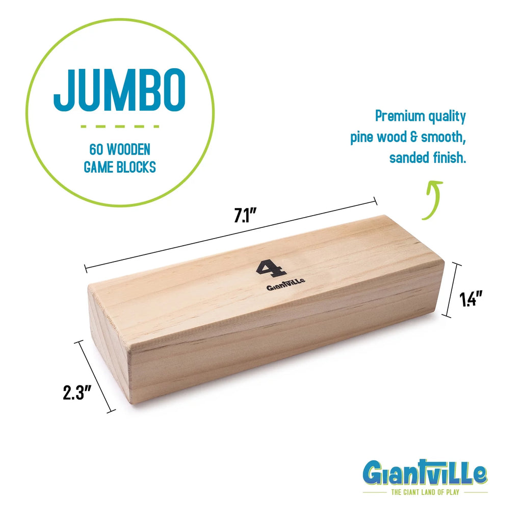 60 Jumbo Wooden Blocks Tumbling Timber Toy with Storage Crate P3650