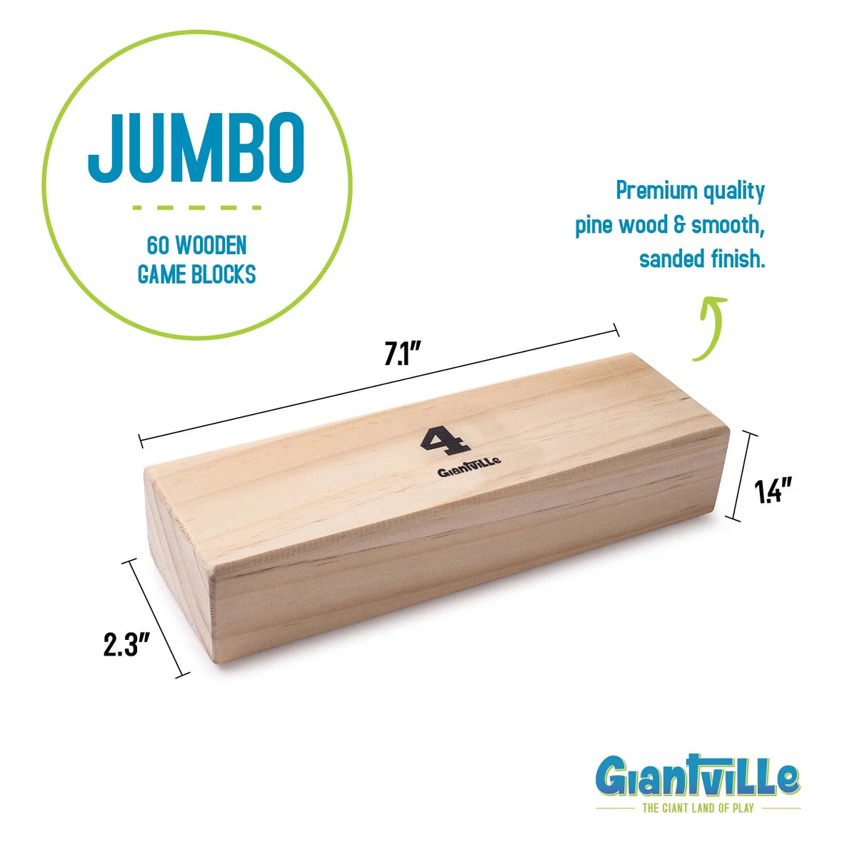 60 Jumbo Wooden Blocks Tumbling Timber Toy with Storage Crate P3650