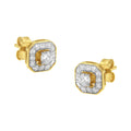 10K Yellow Gold Plated Sterling Silver 1/2ct TDW Diamond Square Stud Earrings R78348