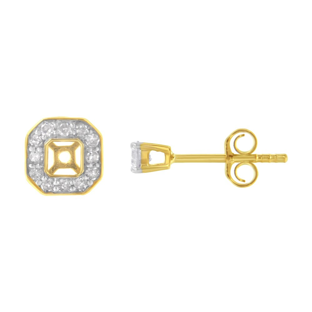 10K Yellow Gold Plated Sterling Silver 1/2ct TDW Diamond Square Stud Earrings R78348