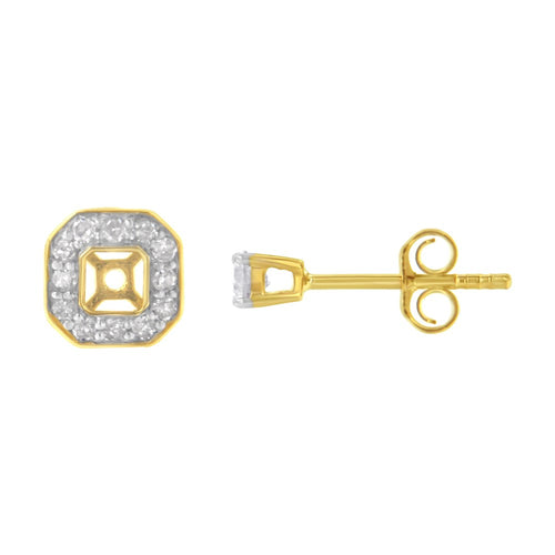10K Yellow Gold Plated Sterling Silver 1/2ct TDW Diamond Square Stud Earrings R78348