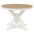 Extendable Dining Table with 12" Leaf Oak Natural Wood Off White B8141