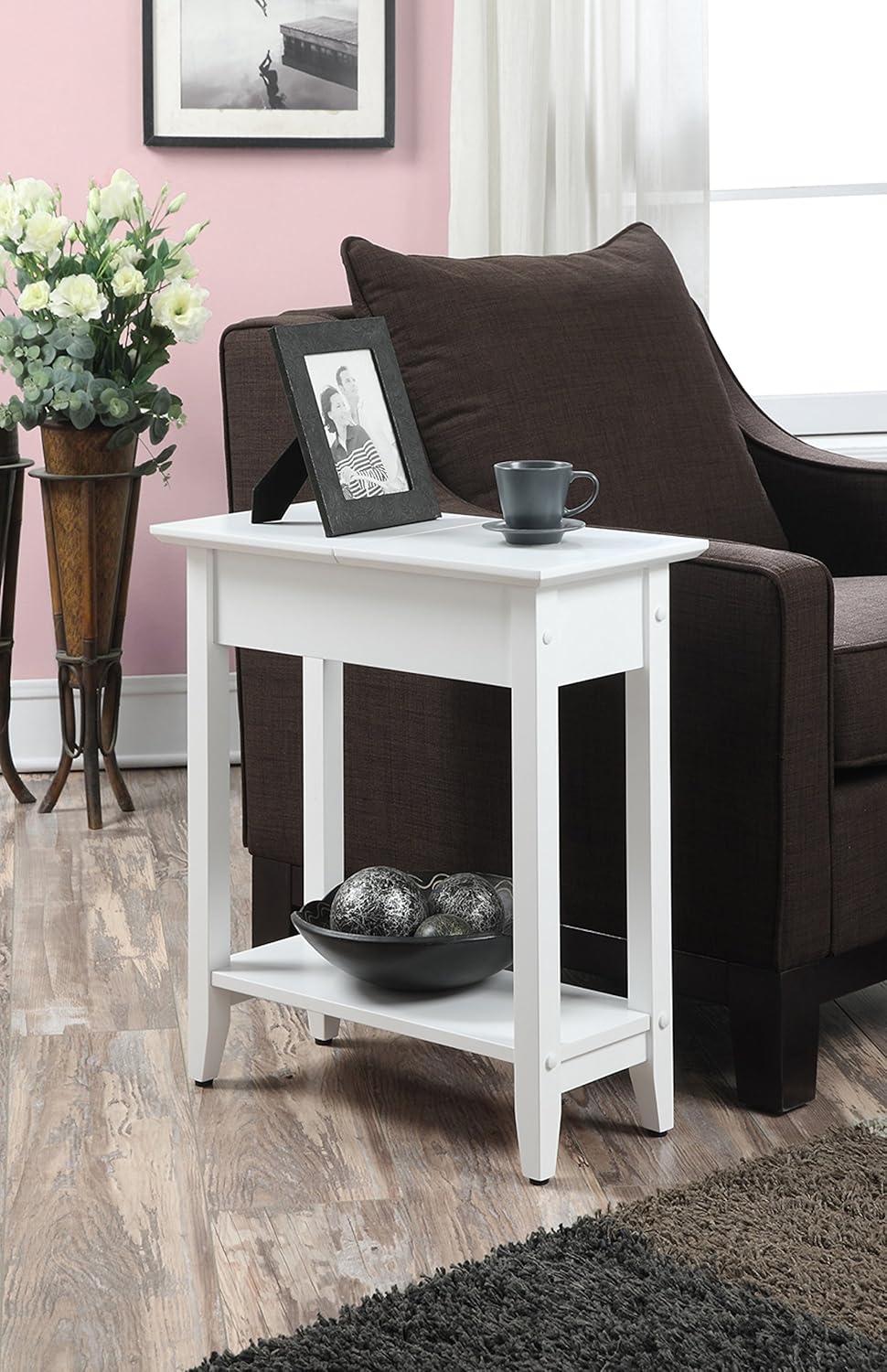 White Flip Top End Table R768