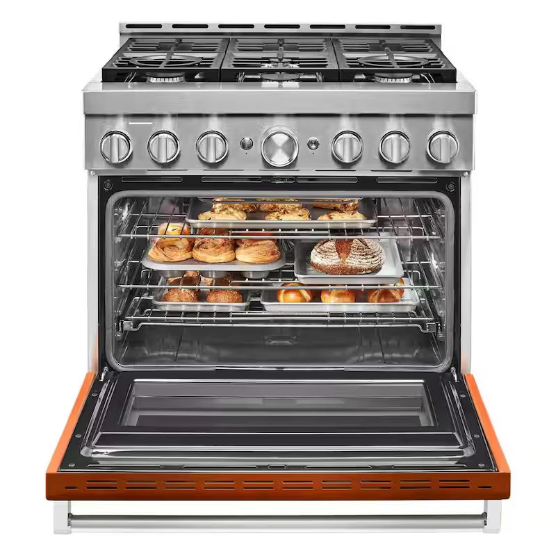 5.1 cu. ft. Smart Gas Range with Self-Cleaning and True Convection in Scorched Orange S88948