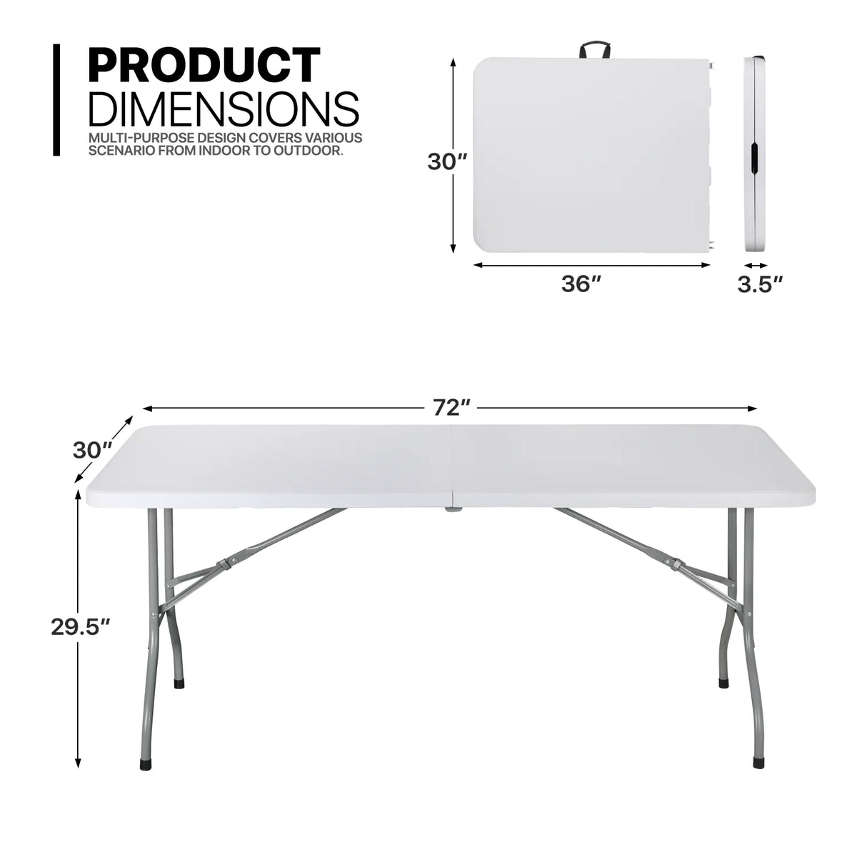 11 Pieces White Folding Plastic Table and Chair Set T360335