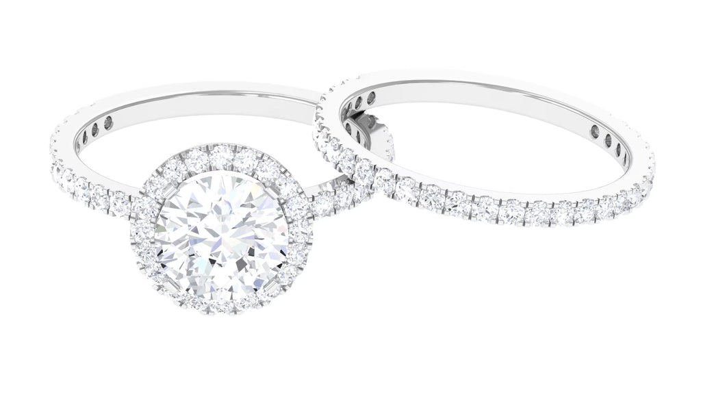 14K White Gold Cubic Zirconia Wedding Ring Set J6760