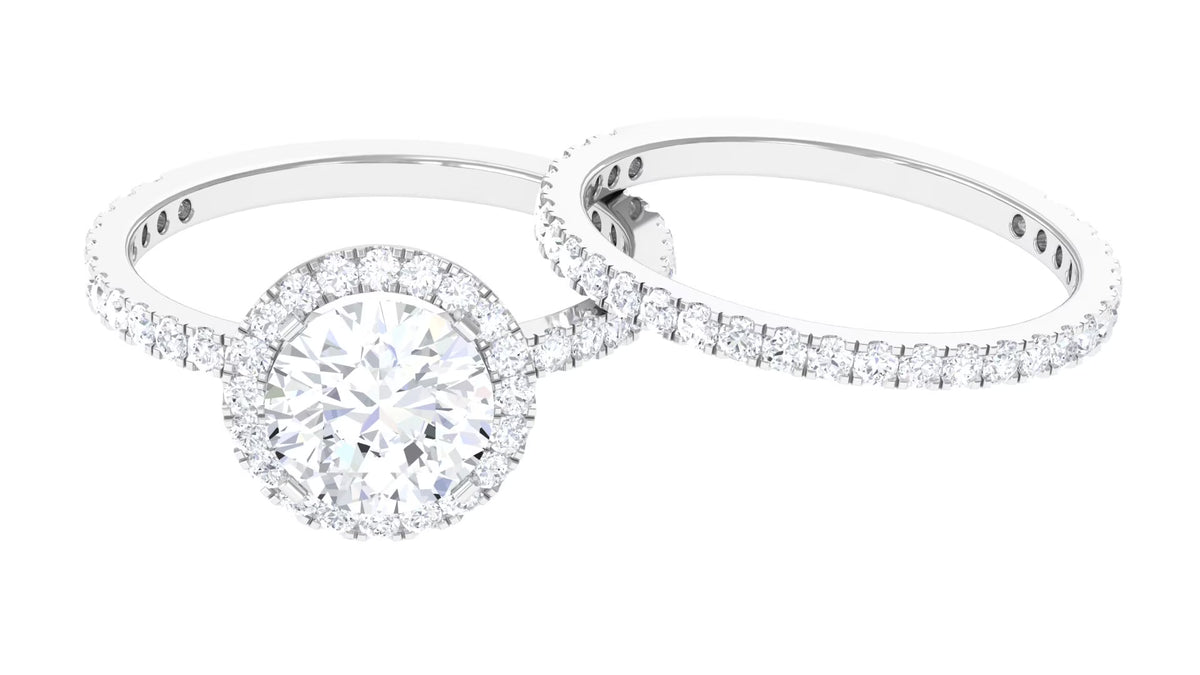 14K White Gold Cubic Zirconia Wedding Ring Set J6760