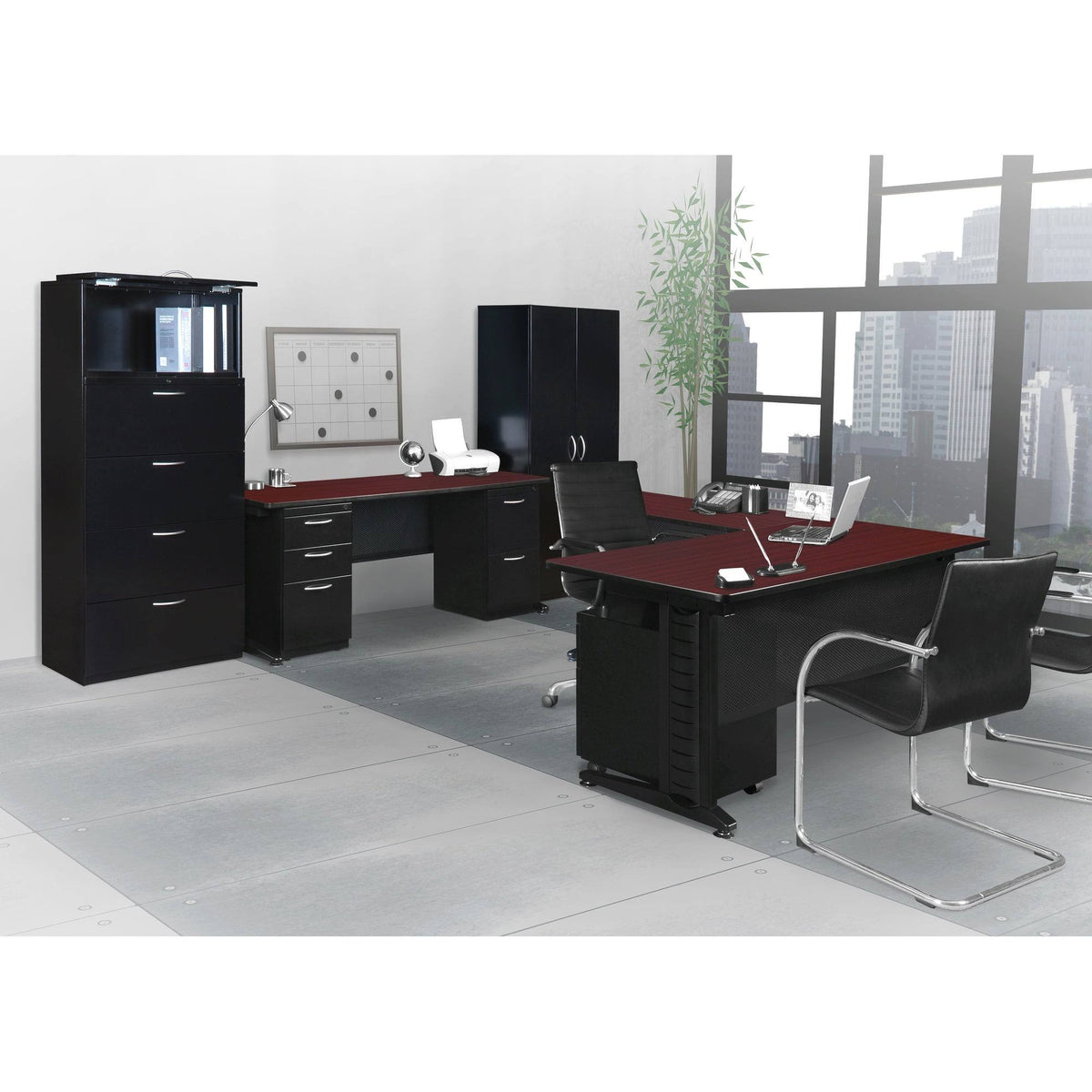 Mahogany L-Desk Shell with Return Y905395