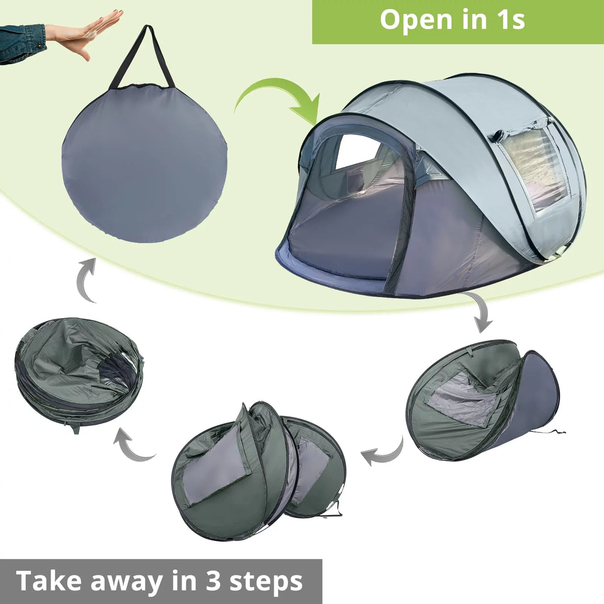 4 Person Waterproof Pop Up Tent with Vestibule L620