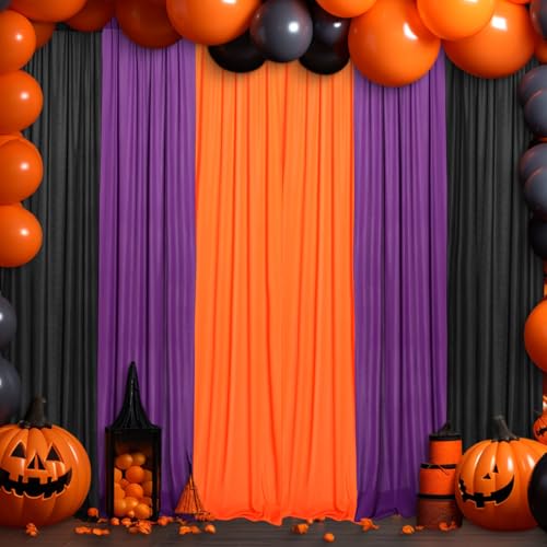 6 Pcs Black Orange Purple Curtains F426181