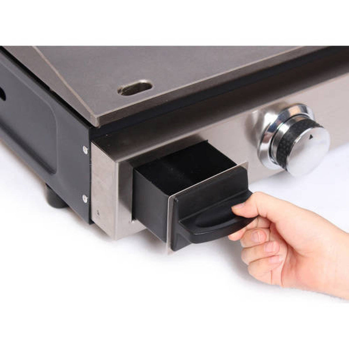 17 in. Table Top 1-Burner Portable Gas Griddle in Stainless Steel and Black K2166