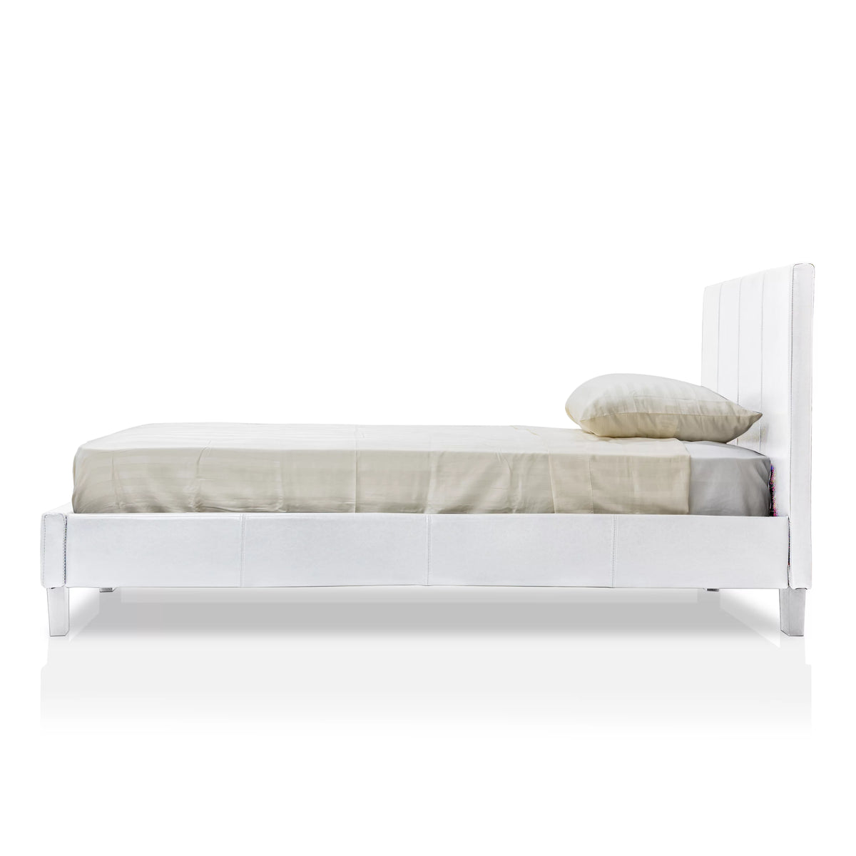 Queen Size Leatherette Platform Bed with 8-Inch Mattress V319