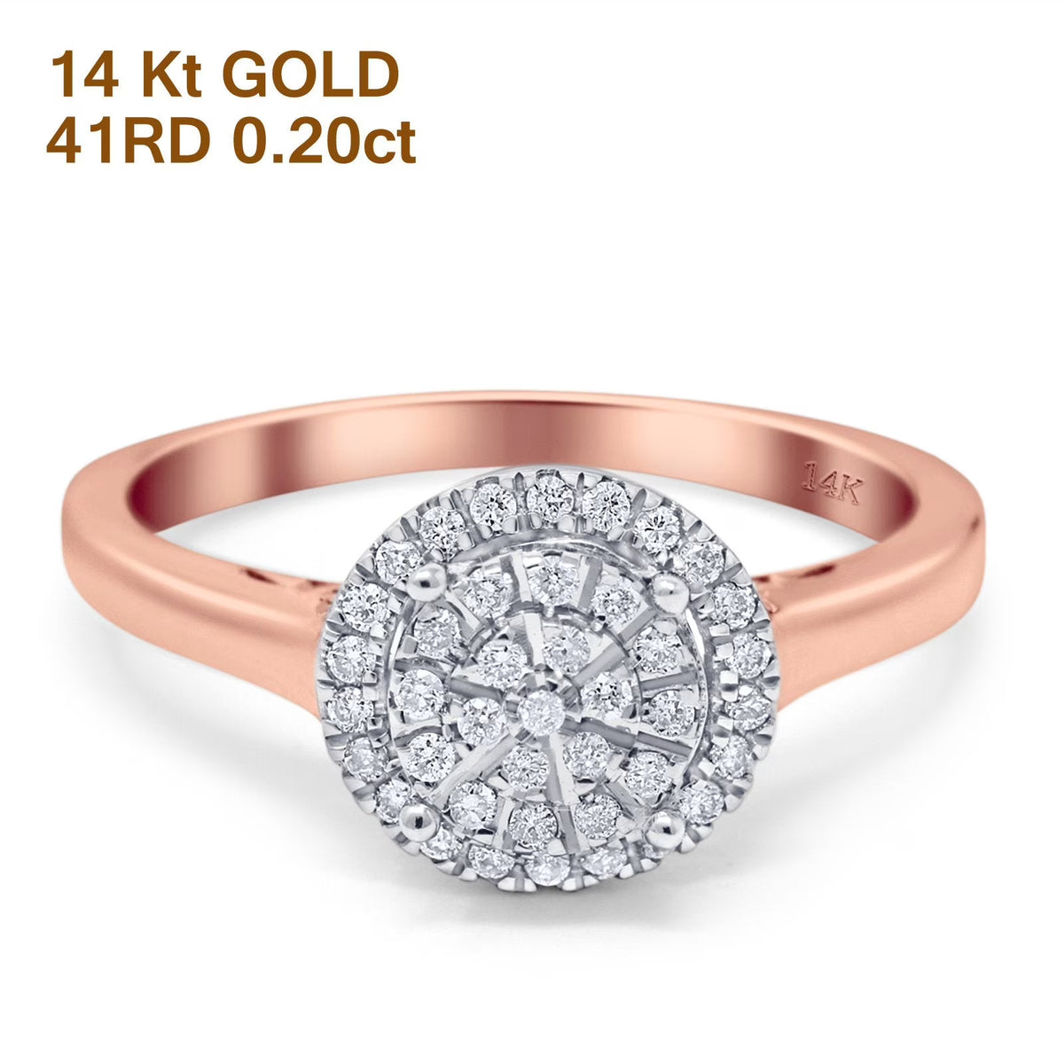 14K Rose Gold Diamond Engagement Ring Size 5 X580718
