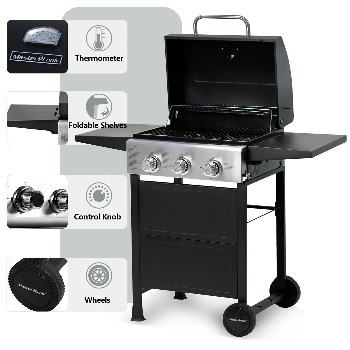 3 Burner Stainless Steel Propane Gas Grill P9466