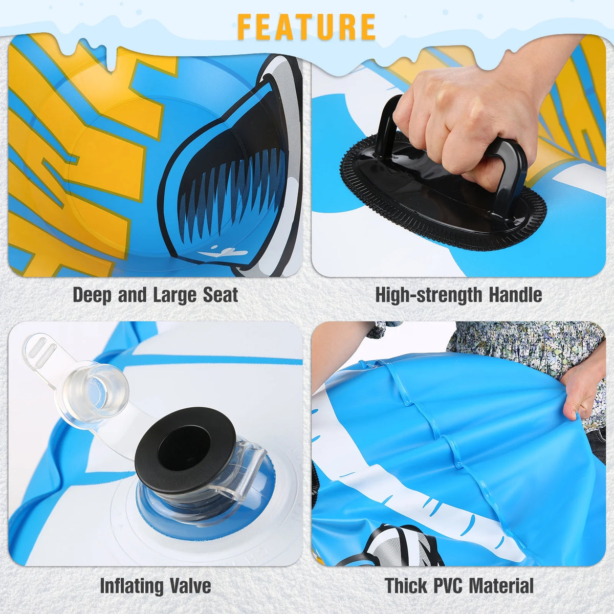 Snow Tube Inflatable PVC 47 Inch Snow Sled U79623