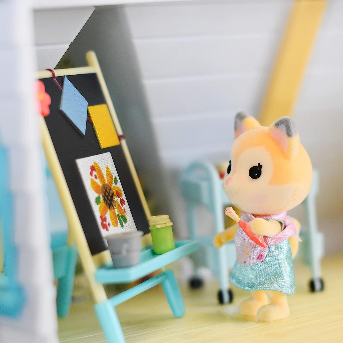 13 Pieces Paint & Color Art Fun Set with Miniature Doll Figure C5189