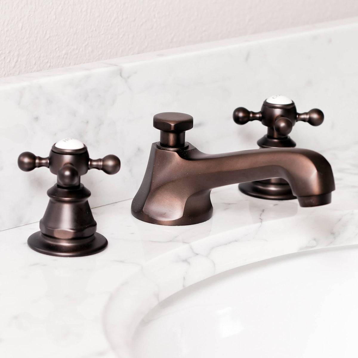 Bronze Widespread Lavatory Faucet with Pop-Up Drain A4425
