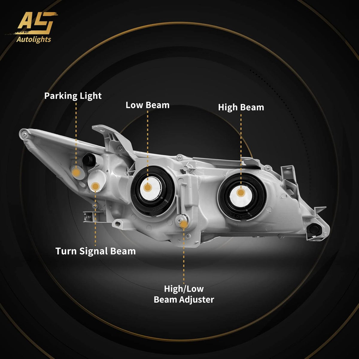 Headlight Assembly Chrome Housing for 2012-2014 Camry H5907