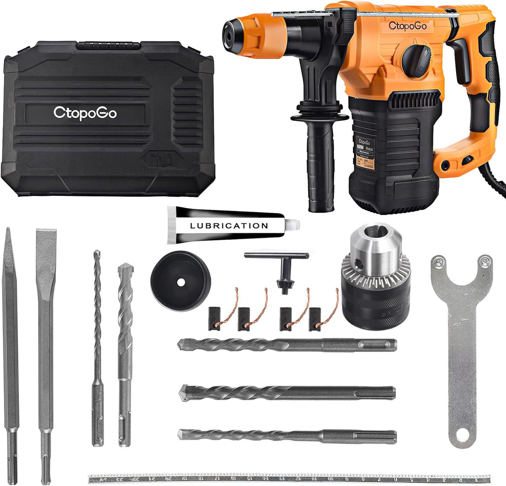 1-1/4 Inch SDS-Plus Heavy Duty Rotary Hammer Drill with Carrying Case J61790