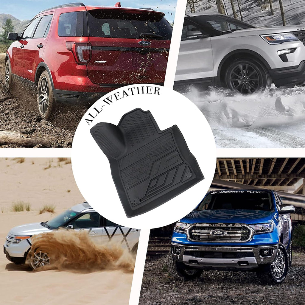 3D Design All Weather TPE Floor Liners for Ford Explorer 2019 2021, 1st and 2nd Row Black V5626