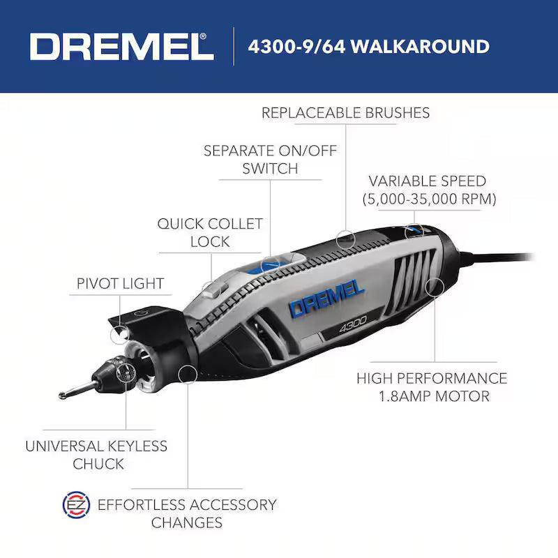 Variable Speed Corded Rotary Tool Kit with 64 Accessories P420260