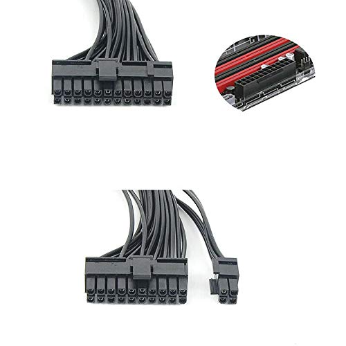 24 Pin PSU Power Supply Extension Cable Splitter Adapter Kit Black F51654