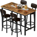 Faux Wooden 5-Piece Table Set with 4 Upholstered Chairs W70869