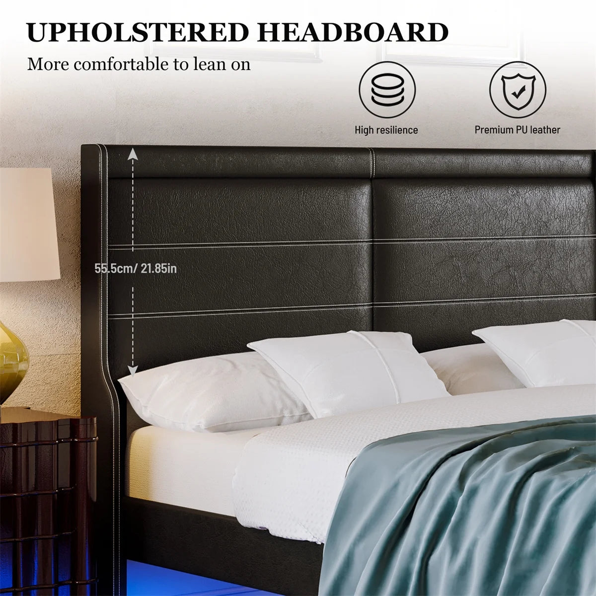 Queen Size Upholstered Bed with Lights Y7978