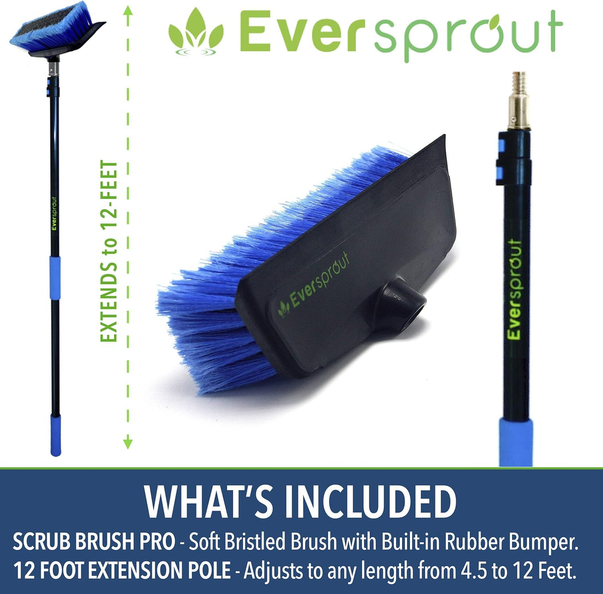 5-to-12 Foot Scrub Brush with Rubber Bumper P59428