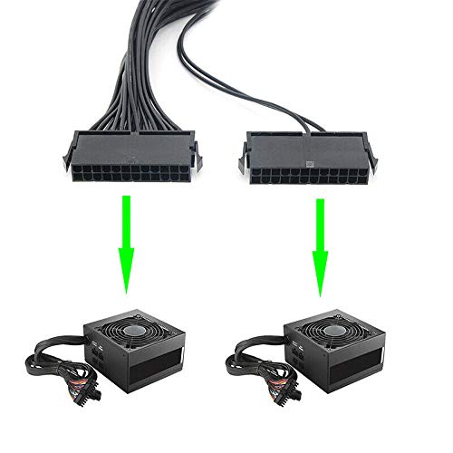 24 Pin PSU Power Supply Extension Cable Splitter Adapter Kit Black F51654