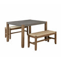 Gray Modern Wood Dining Table with Two Benches V514866