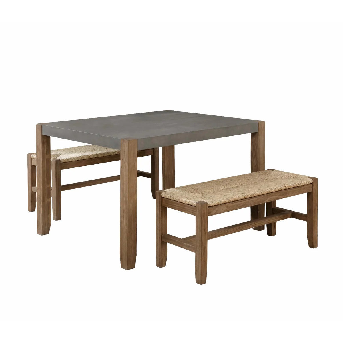 Gray Modern Wood Dining Table with Two Benches V514866