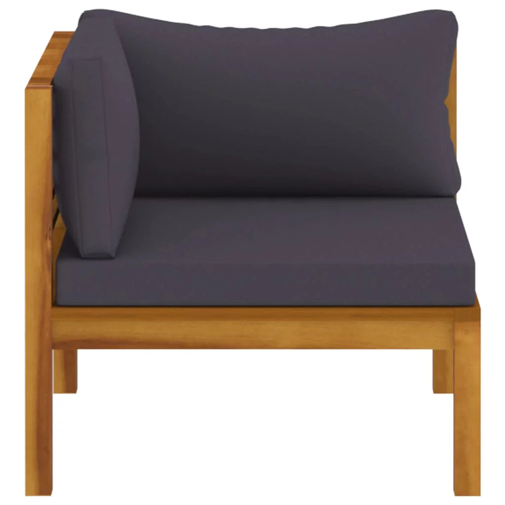 Dark Gray Cushions Solid Acacia Wood Corner Sofas W679525