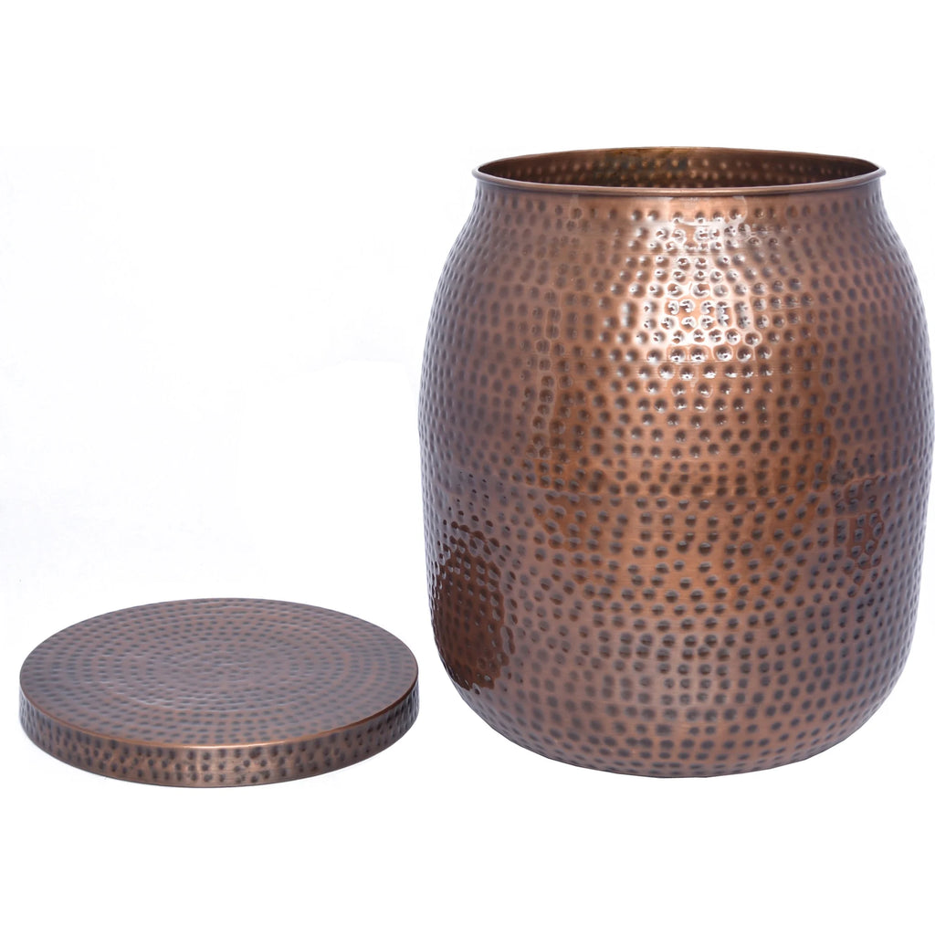 20" Hammered Finish Metal Garden Stool O525