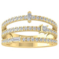 10K Yellow Gold Lab Grown Diamond Three Row Wedding Band Ring H7789